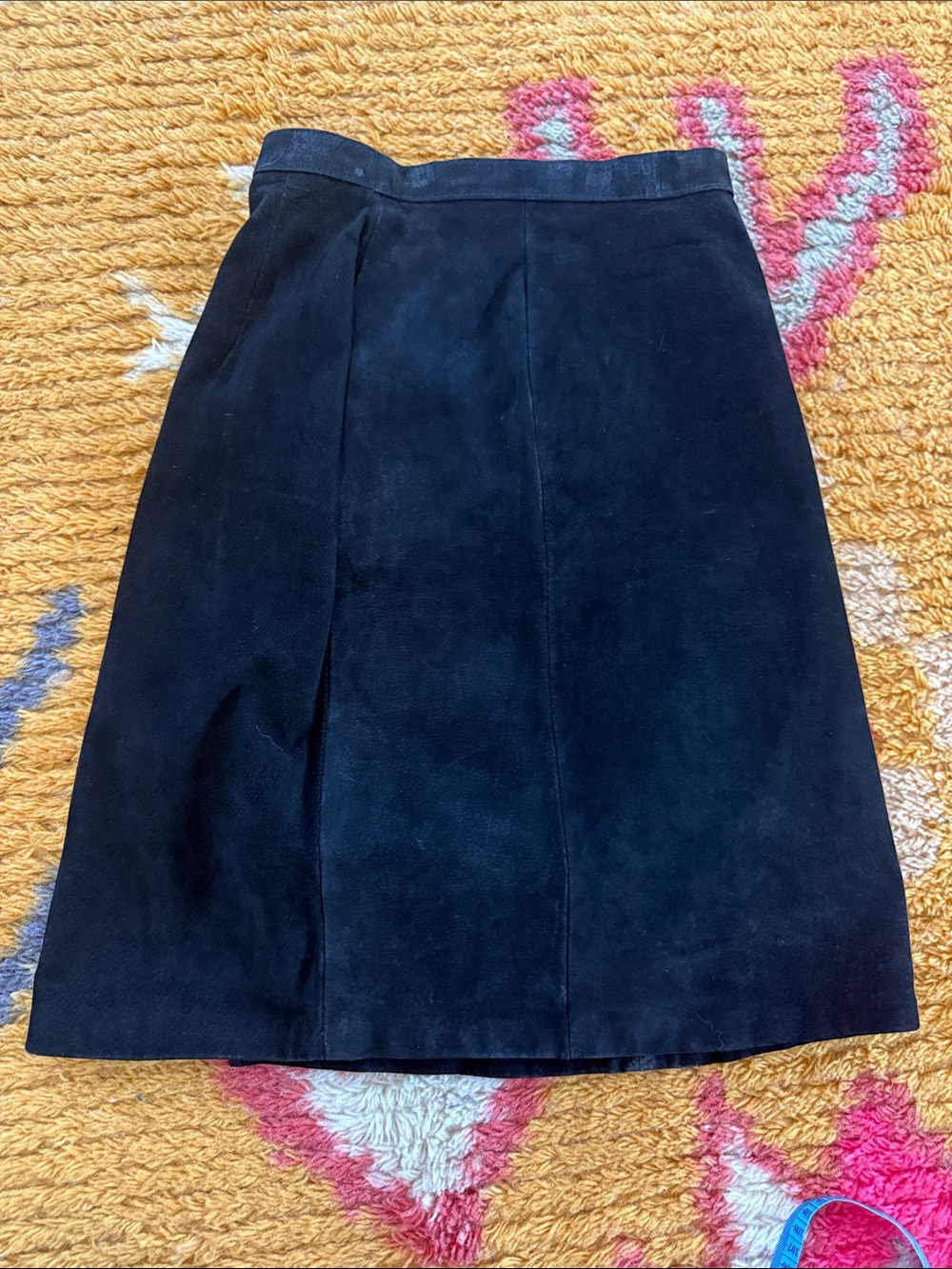Vintage real suede leather midi skirt